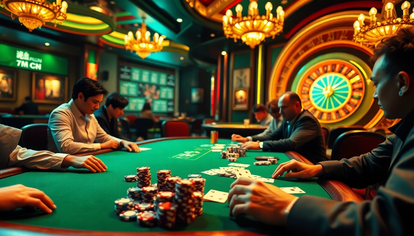 Engage with thrilling poker strategies at the 7m cn casino scene featuring vibrant tables and focused players.