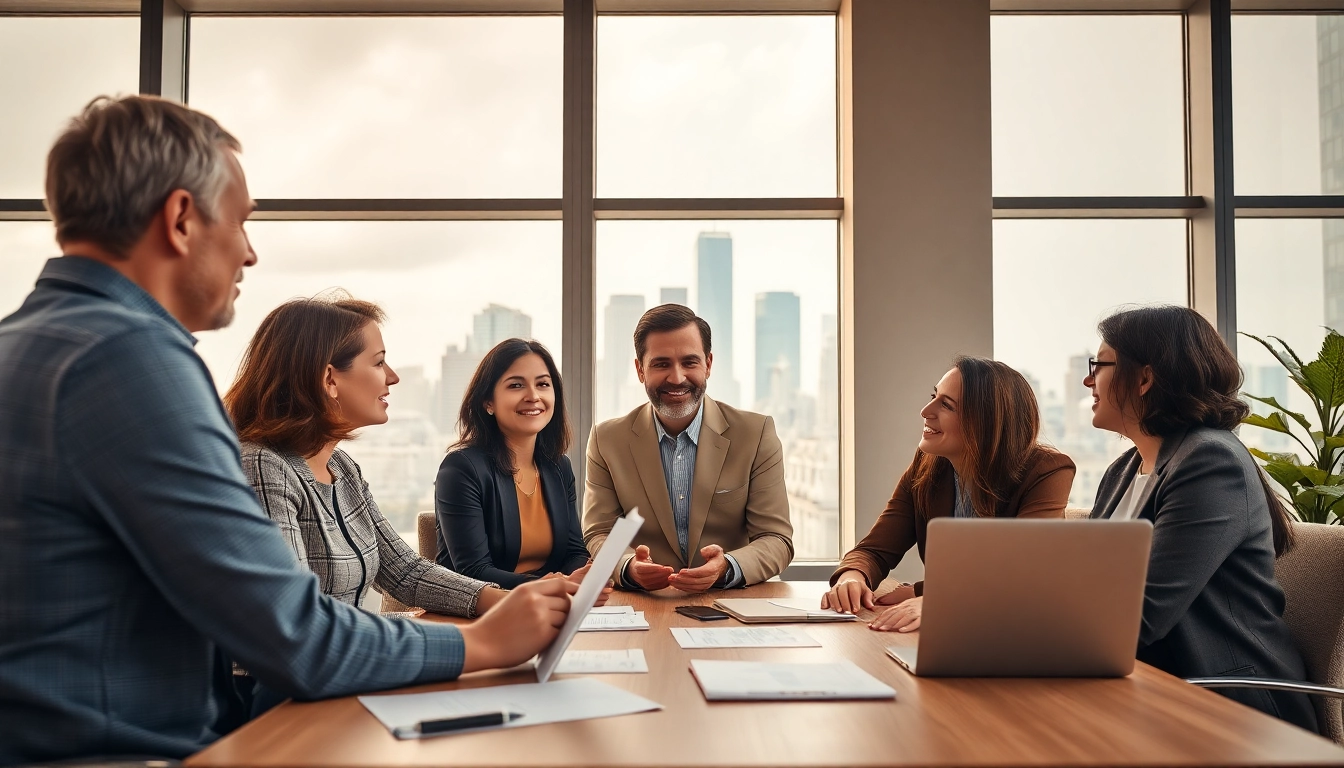 Engaging clients in wealth management consultation within a modern office.