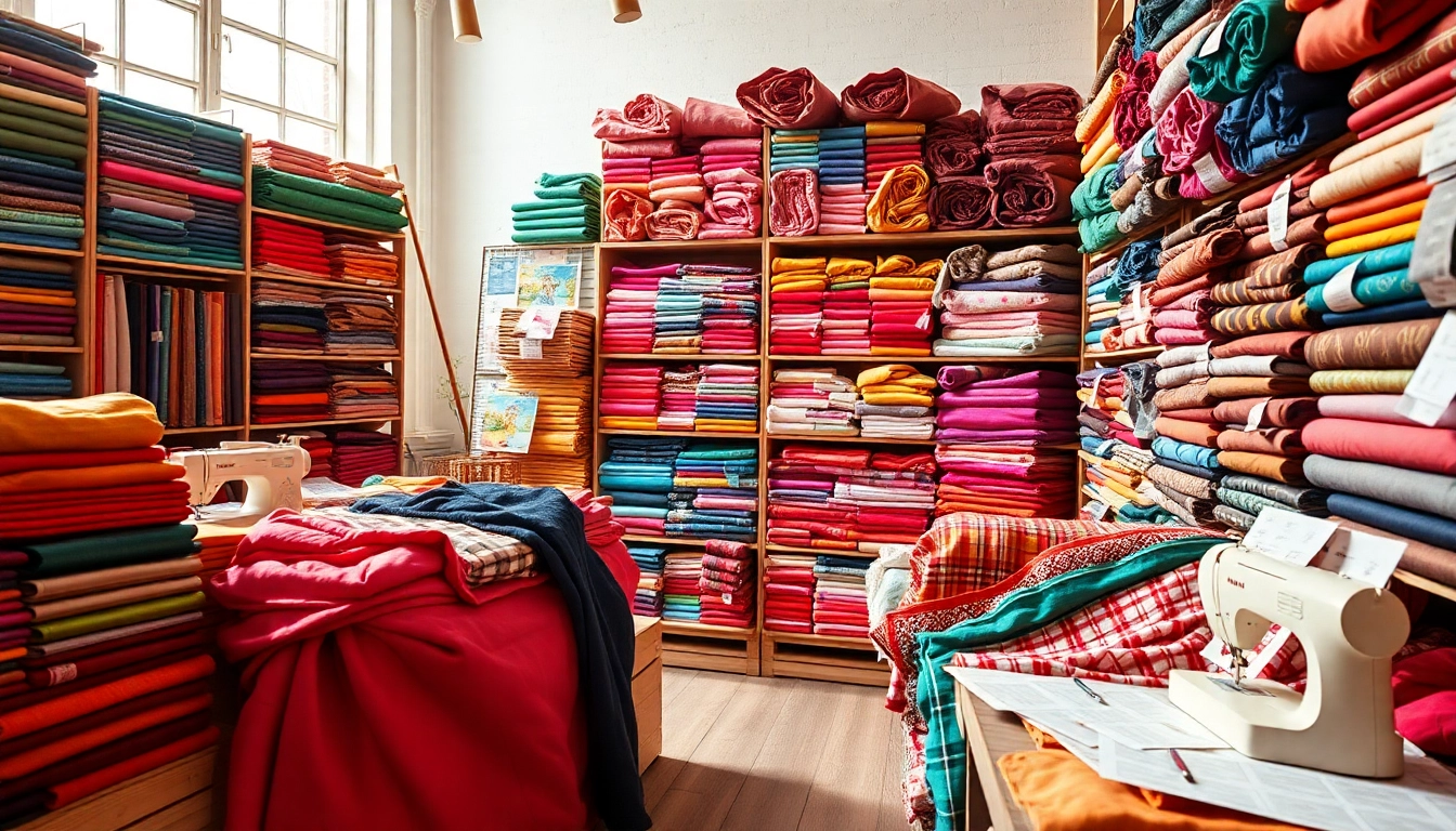 Bekijk stoffen winkel online met kleurrijke stoffen en texturen, perfect georganiseerd.