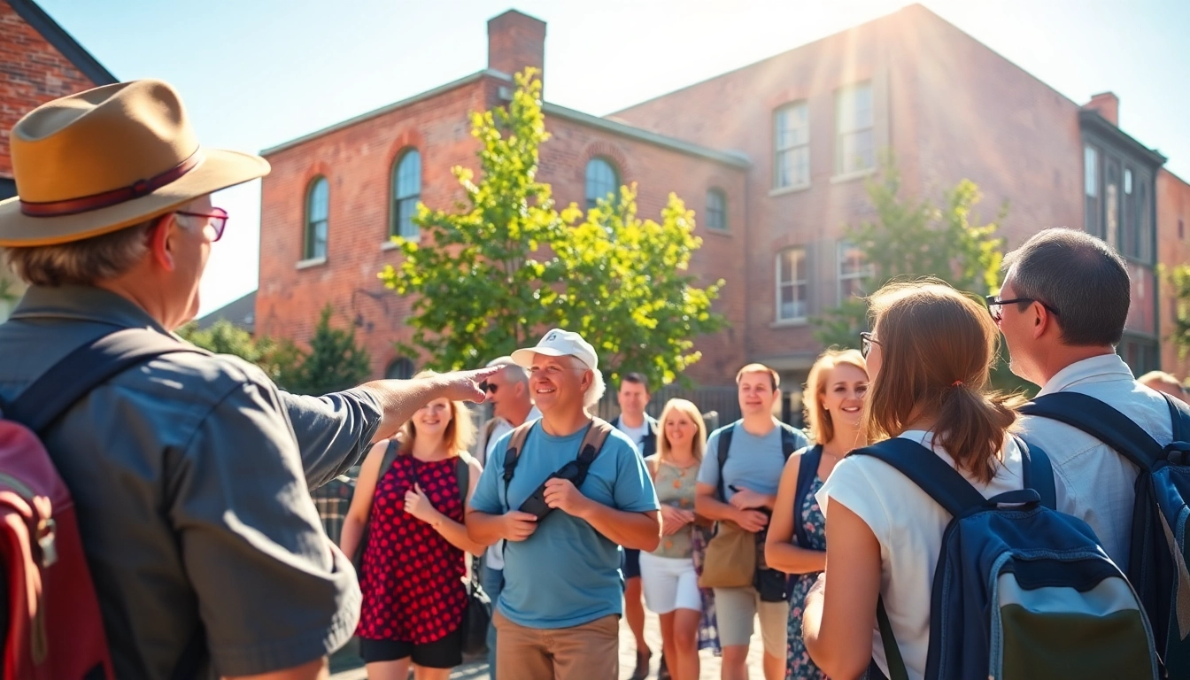Engaged tourists learning about local history on Clarksburg tours.