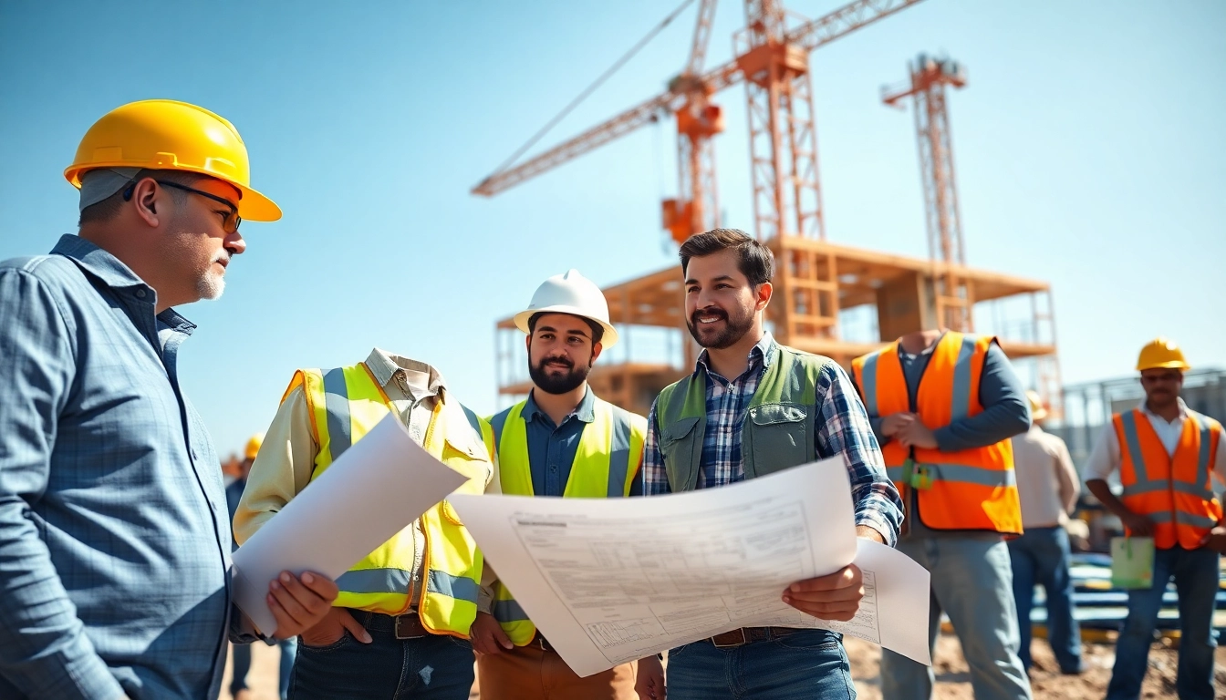 New Jersey General Contractor collaborating with workers on a construction site.