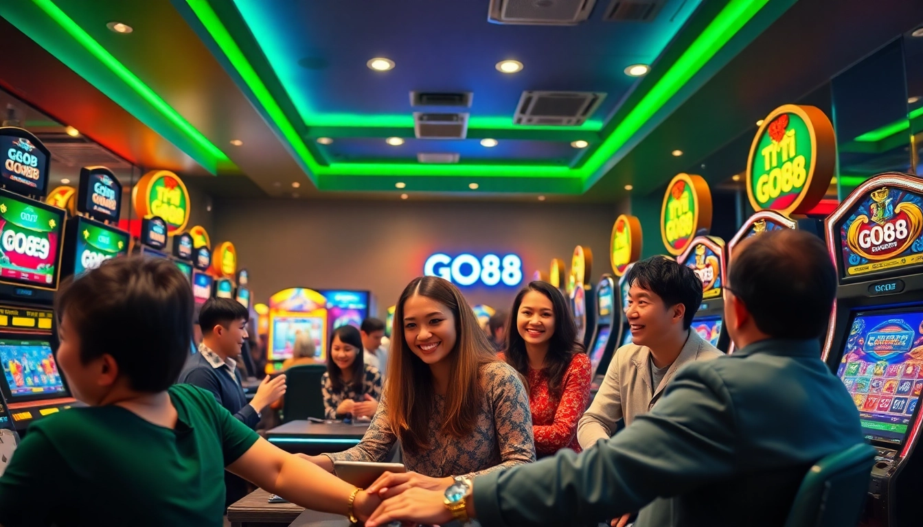 Tải GO88: Exciting online gaming experience with vibrant options in a lively gaming lounge