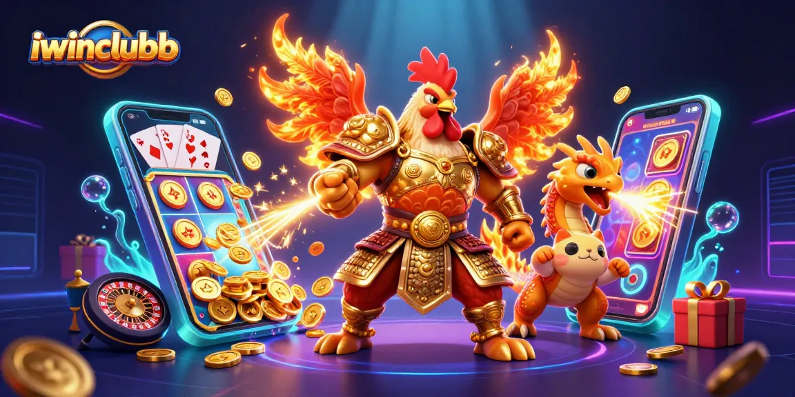 Engage with iwinclubb's thrilling casino scene featuring animated characters and vibrant gambling elements.