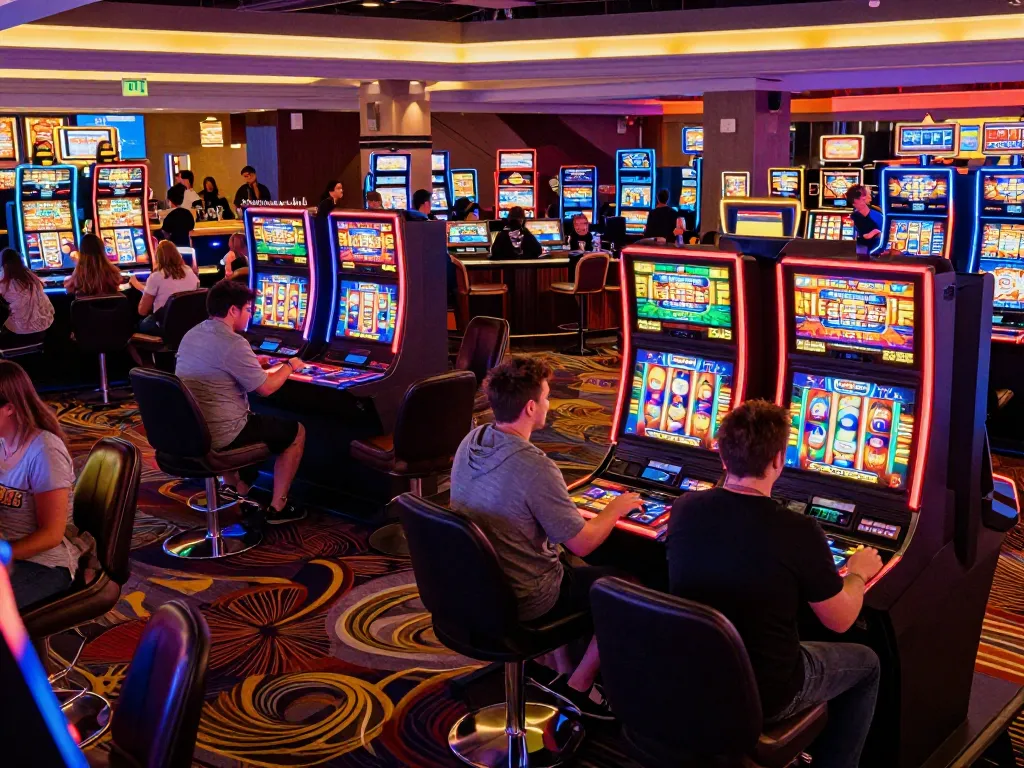 Players enjoy slot machines at https://go88hv.com/, experiencing thrilling wins in a lively casino environment.