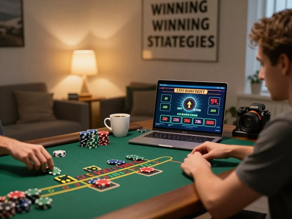 manclub player actively engaging in online gambling at home, focused on live dealer game screenshot