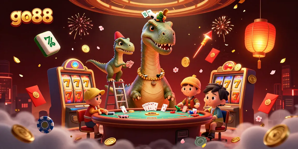 Engage with go88's vibrant 3D scene featuring animated casino elements and thrilling gaming action.