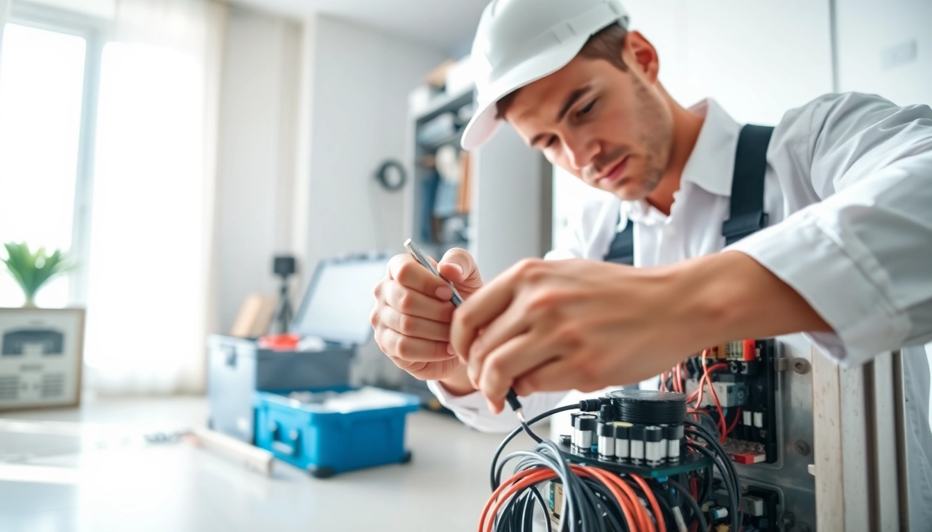Residential electrician Vancouver performing complex electrical work in a modern home setting.