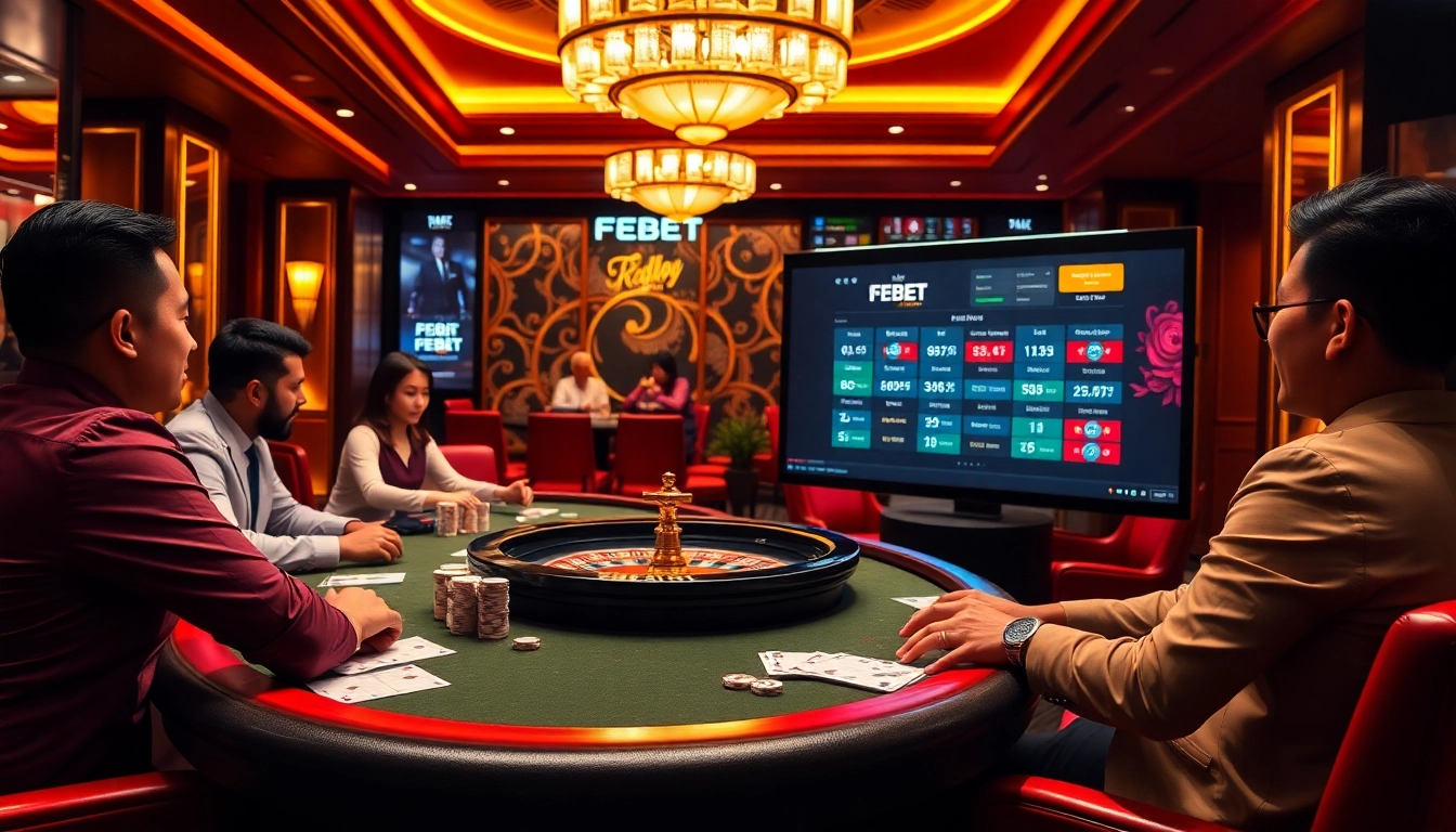 Engaging with ĐĂNG NHẬP FEBET at an elegant online casino with sophisticated gaming elements.