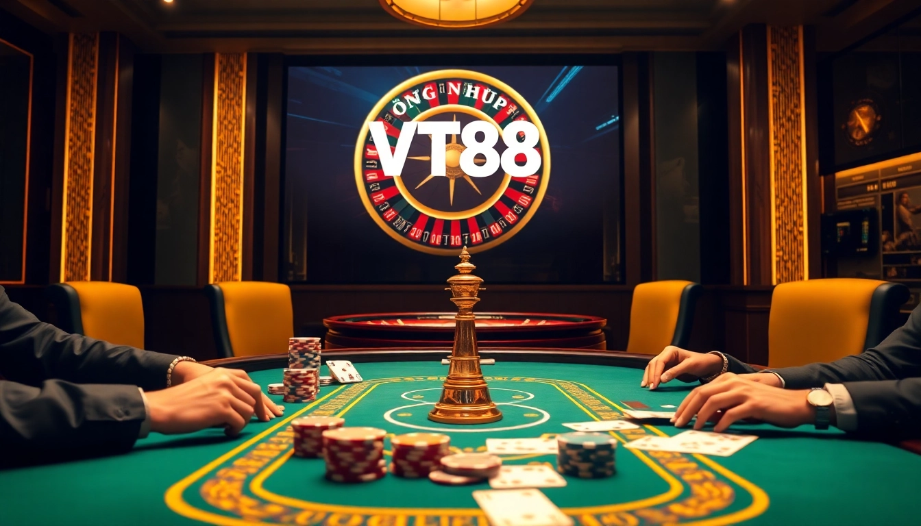 Experience immersive gameplay with ĐĂNG NHẬP VT88 at a luxurious casino table.