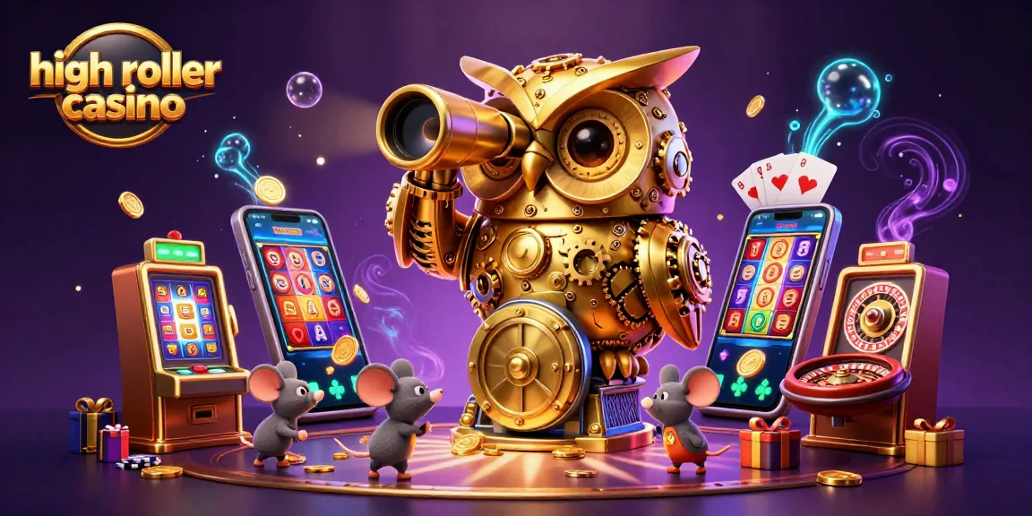 Experience the thrill at a high roller casino with dynamic gaming elements, vibrant colors, and excitement.